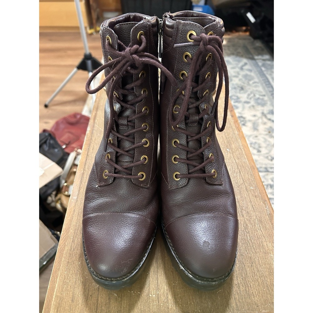 Michael Kors Brown Size 8M Bastian Lace Up Booties Barolo Platform Leather‎